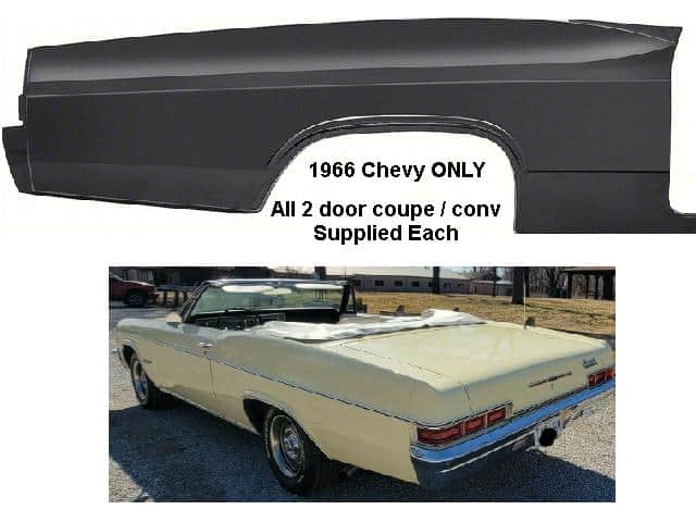 66 Chev 1/4 panel skin (EA) Coupe Conv